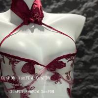 Butterfly Embroidery Lingerie Set - Vintage Qipao-Style Sexy Sleepwear for Women, Plus Size thumbnail