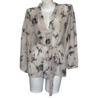 Butterfly Print Sheer Deep V Kimono Robe Set - No-Remove Sensual Lingerie Sleepwear thumbnail