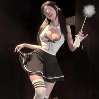 Chao Mu Lace JK Style Lingerie Set - Seductive Butterfly Bow Sheer Cup Corset & Maid-Inspired Erotic Outfit thumbnail