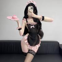 Chao Mu Lingerie Set - Seductive Maid Costume for Role Play, Sexy Bedroom Outfit with Sheer Mesh & Lace thumbnail