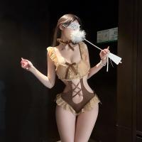 Chao Mu Lingerie Set - Sexy Backless Bodysuit with Bow Tie & Ruffle Trim, Pure Temptation Style thumbnail