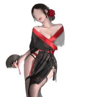 Chao Mu Sensual Kimono-Inspired Lingerie - Sakura-Themed Sheer Sleeve Dress with Side Slit & Cut-Out Details thumbnail