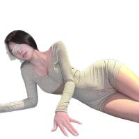 Chao Mu Sensual Lingerie Set - Sexy Sheer Lace Nursing Yoga Outfit with Front Zip & Open-Crotch Design thumbnail