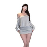 Chaomu Sensual Lingerie Dress - One-Shoulder Backless Cutout Bodycon Mini Dress for Women thumbnail