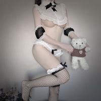 Charming Maid Costume Set - Sexy Sheer Lingerie Outfit for Role Play & Bedroom Fun thumbnail