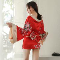 Cherry Blossom Kimono Lingerie Set - Seductive Role Play Bathrobe Outfit for Women thumbnail
