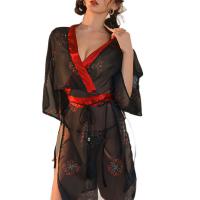 Cherry Blossom Kimono Sleepwear Set - Sheer Japanese-Inspired Lingerie, No-Remove Sensual Nightwear for Women thumbnail