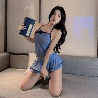 Cherry Blossom Lingerie Set - Sheer Side-Slit Cheongsam Style Dress, Seductive & Modest Vintage-Inspired Outfit thumbnail