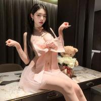 Cherry Romance Lingerie Set - Pure & Tempting Bow-Embellished Sleepwear for Small Bust Enhancement, No-Remove Design thumbnail