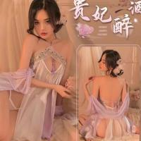 Chinese Hanfu Lingerie Set - Sheer Vintage Pearl Belly Chain & Tied Skirt for Sensual Elegance thumbnail