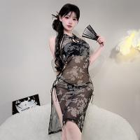 Chinese-Style Lingerie Dress - Vintage Qipao Erotic Sheer Back Costume Set, No-Remove Seductive Outfit thumbnail