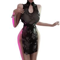 New Chinese-Style Lingerie Qipao - Sheer Sexy High-Slit Ink-Wash Design with Adjustable Ties thumbnail