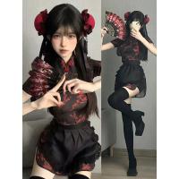 Chinese-Style Qipao Lingerie Set - Seductive Open-Crotch Costume for Role Play & Intimate Moments thumbnail