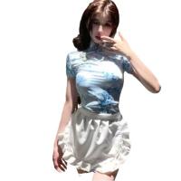 Chinese-Style Qipao Lingerie Set - Seductive Open-Crotch Costume for Role Play & Intimate Moments thumbnail