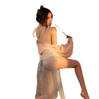 Chinese Silk Lingerie Set - Sheer Vintage-Inspired Hanfu Sleepwear with Embroidered Doudou & Bedwear thumbnail