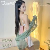 Chinese New Year Lingerie Set - Sheer Silk Qipao Sleep Dress, Seductive Vintage-Inspired Bedroom Wear thumbnail