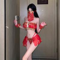 Chinese New Year Red Lingerie Set - Exotic Dance-Inspired Hanfu-Style Split Costume for Couples thumbnail