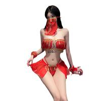 Chinese New Year Red Lingerie Set - Exotic Dance-Inspired Hanfu-Style Split Costume for Couples thumbnail