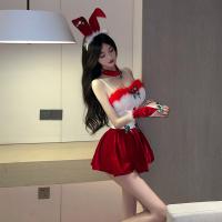 Christmas Bunny Girl Costume - Sexy Role Play Dress with Removable Pads, No-Remove Design for Holiday Fun thumbnail