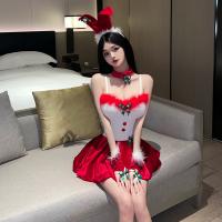 Christmas Bunny Girl Costume - Sexy Role Play Dress with Removable Pads, No-Remove Design for Holiday Fun thumbnail