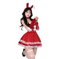 Christmas Cosplay Costume Lingerie Velvet Nightgown Set - Sexy Role Play Sleepwear for New Year Eve thumbnail