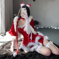 Christmas Deer Lace Lingerie Set - Sexy Naughty Sleep Dress & Matching Thong, Pure-Yet-Seductive Holiday Outfit thumbnail