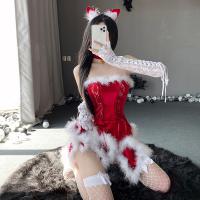 Christmas Deer Lace Lingerie Set - Sexy Naughty Sleep Dress & Matching Thong, Pure-Yet-Seductive Holiday Outfit thumbnail