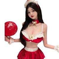 Christmas Eve Lingerie Set - Sexy Santa-Themed Bodysuit & Matching Bra-Shorts Outfit for Holiday Roleplay thumbnail
