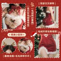 Christmas Fuzzy Sheer Lace Set - Sexy Lingerie Outfit for Nightclub, Cosplay & Holiday Parties thumbnail