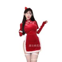 Christmas Lingerie Set - Sexy Velvet Holiday Costume for Women, Elegant Santa-Themed Outfit & Stage Wear thumbnail