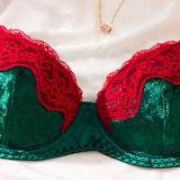 Christmas Red & Green Lace Sexy Lingerie Set for Women – Push-Up Bra & Thong, Holiday-Themed European Style thumbnail