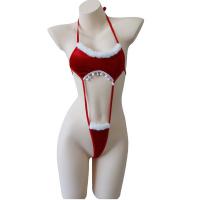 Christmas Red Velvet Lace Bodysuit for Women - Sexy Holiday Sleepwear & Costume Outfit thumbnail