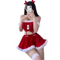 Christmas Reindeer Costume Set - Sexy Fuzzy Holiday Lingerie for New Year & Christmas Parties thumbnail