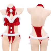 Christmas Role Play Lingerie Set - Velvet Strap Nightgown, Sexy New Year Date Outfit, Pure & Spicy COS Costume thumbnail