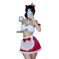 Christmas Sexy Cosplay Maid Costume Red Bunny Girl Outfit - Playful & Alluring Lingerie Set thumbnail