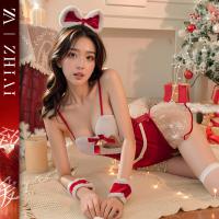 Christmas Sexy Lingerie Set - Red Open-Crotch Bodysuit Costume for Cosplay & Holiday Role Play thumbnail