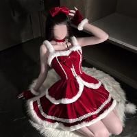 Christmas Sexy Wrap Dress - Naughty Bunny Costume for Women, Holiday Party Outfit, Europe and America-Style Festive Mini thumbnail