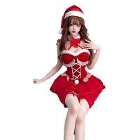 Christmas Velvet Halter Bra Dress for Women - Cute Butterfly Bow Mini Dress, Sexy Holiday Party Outfit thumbnail