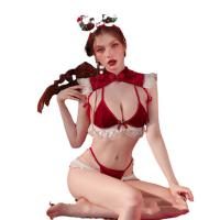 Christmas Velvet Lingerie Set - Sexy Role Play Sleep Dress & Naughty New Year Costume Outfit for Date Night thumbnail