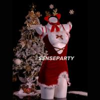 Chu Rui Christmas Sexy Lingerie Set - Removable Bra Sleepwear for Small Bust, Holiday Costume Outfit thumbnail