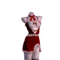 Chu Rui Christmas Sexy Lingerie Set - Removable Bra Sleepwear for Small Bust, Holiday Costume Outfit thumbnail
