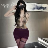 Chu Rui Women's Seductive OL Secretary Bodycon Dress - Deep V-Neck Lace-Up Boudoir Outfit thumbnail