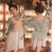 Classical Chinese DUDOU Set - Palace-Style Hanfu Bra Top & Sheer Chiffon Innerwear Ensemble thumbnail