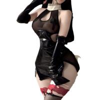 Genuine Cloud Lingerie - Seductive Nun Cosplay Outfit with Sheer Skirt Slit & No-Remove Design thumbnail