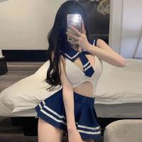 College-Themed Lingerie Set for Women - Pure & Tempting Uniform-Inspired Role Play Short Skirt Outfit, No-Remove Design thumbnail