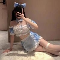 Cute Maid Costume for Women - Flirty Lolita Cosplay Dress with Sheer Chiffon & Ruffled Sleeves thumbnail