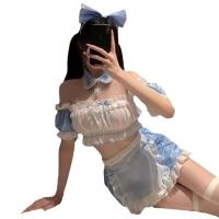 Cute Maid Costume for Women - Flirty Lolita Cosplay Dress with Sheer Chiffon & Ruffled Sleeves thumbnail