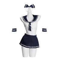 Cute Schoolgirl JK Uniform Set - Sweet College-Style Lingerie Outfit, No-Remove Seductive Air Hostess Costume thumbnail