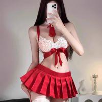 Cute Small-Bust JK Uniform Set - Short Pleated Skirt & Matching Bra-Set for Students & Date Nights thumbnail