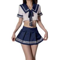 Cute Student-Style Lingerie Set for Women - Sexy Short Skirt JK Uniform Outfit, Plus Size Temptation Ensemble thumbnail